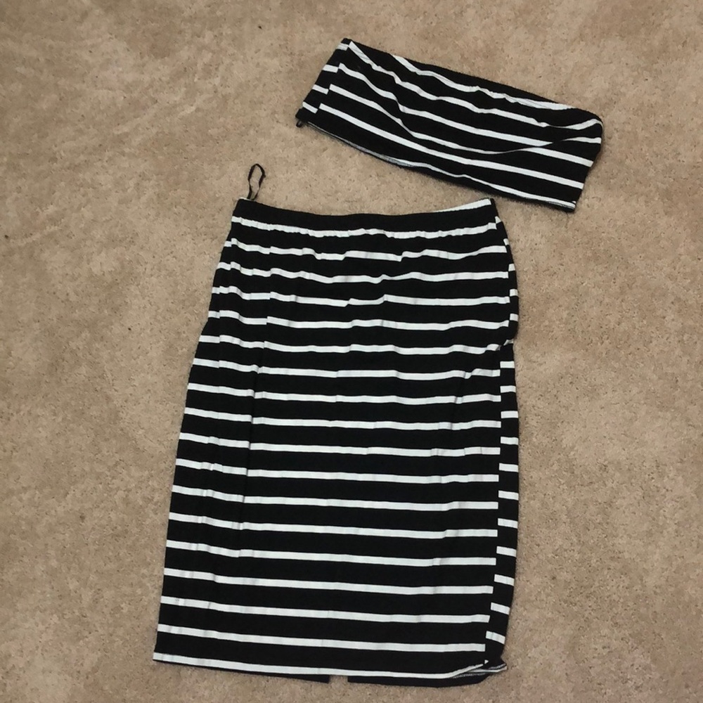 Midi length skirt with matching bandeau top